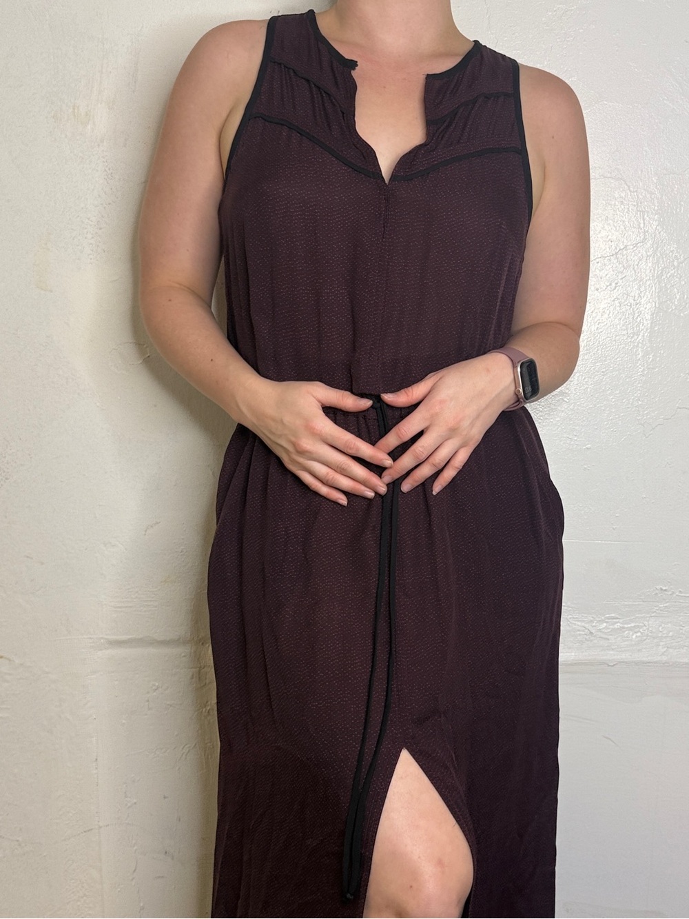 ALC Burgundy Maxi Dress Size Medium Sleeveless Lightweight Wine Plum - Picture 13 of 16